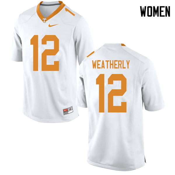 Women #12 Zack Weatherly Tennessee Volunteers College Football Jerseys Sale-White